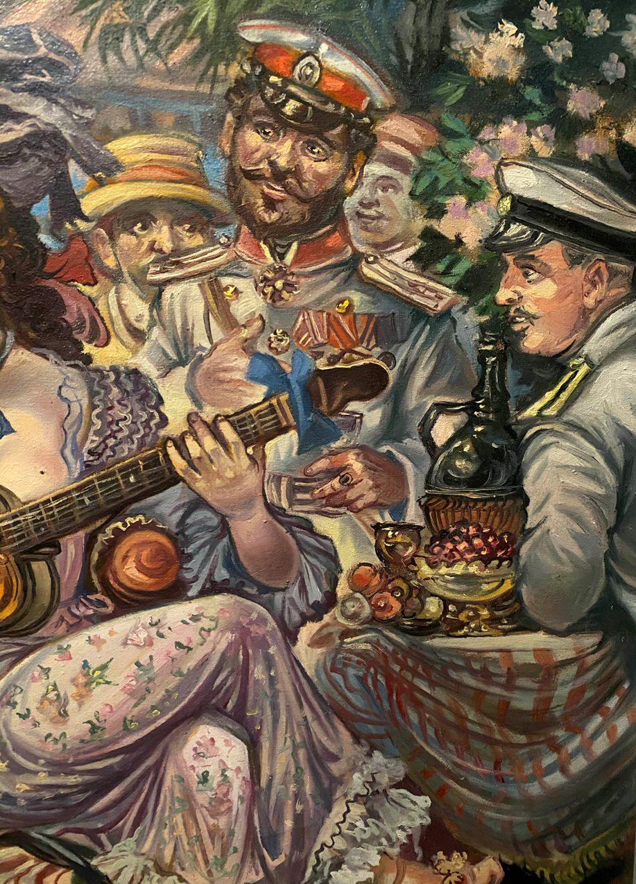 Anno 1904, Festa, Arte figurativa Pittura ad olio originale, pronta per essere appesa in vendita 4