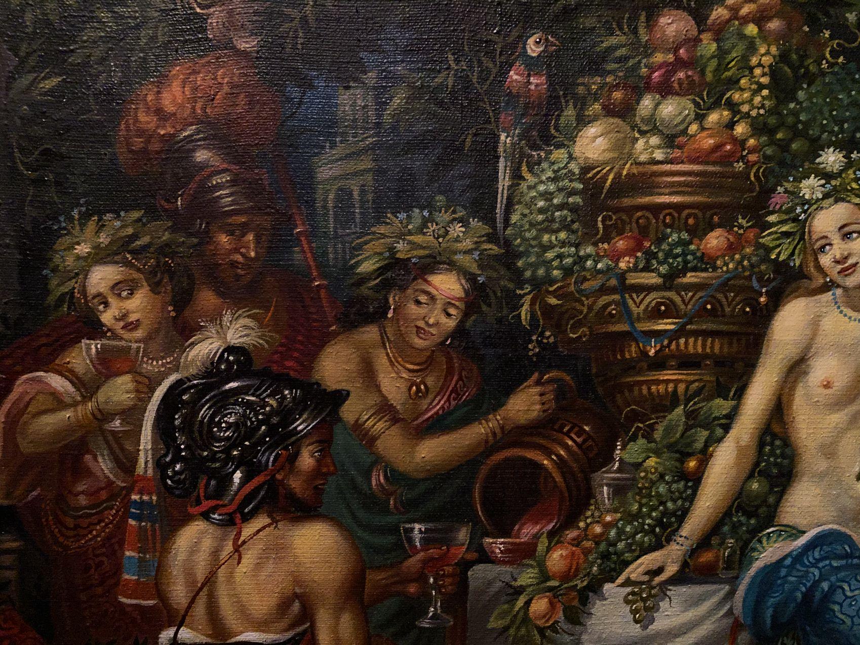 Bacchanalia, Arte figurativa classica, Pittura ad olio originale, pronta per essere appesa - Painting Impressionismo di Alexander Litvinov