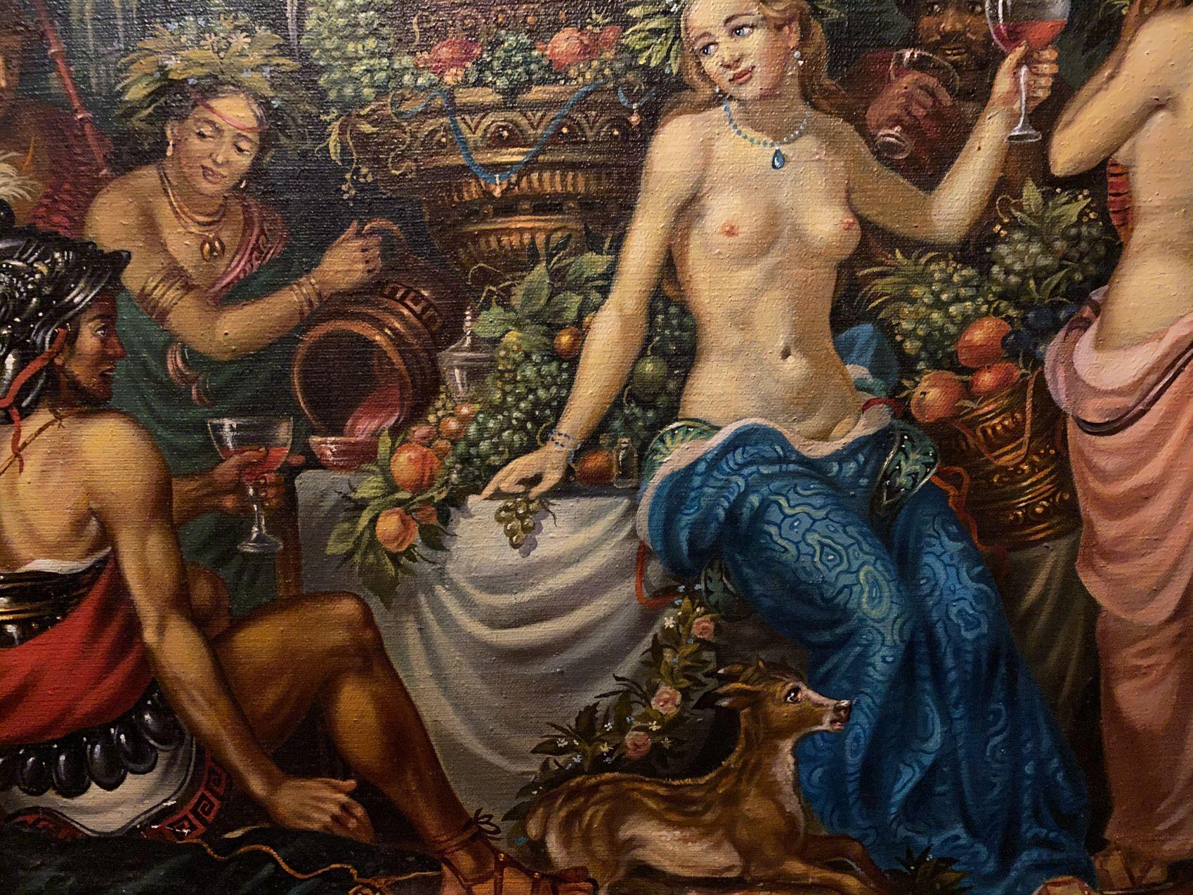 Bacchanalia, Arte figurativa classica, Pittura ad olio originale, pronta per essere appesa 1