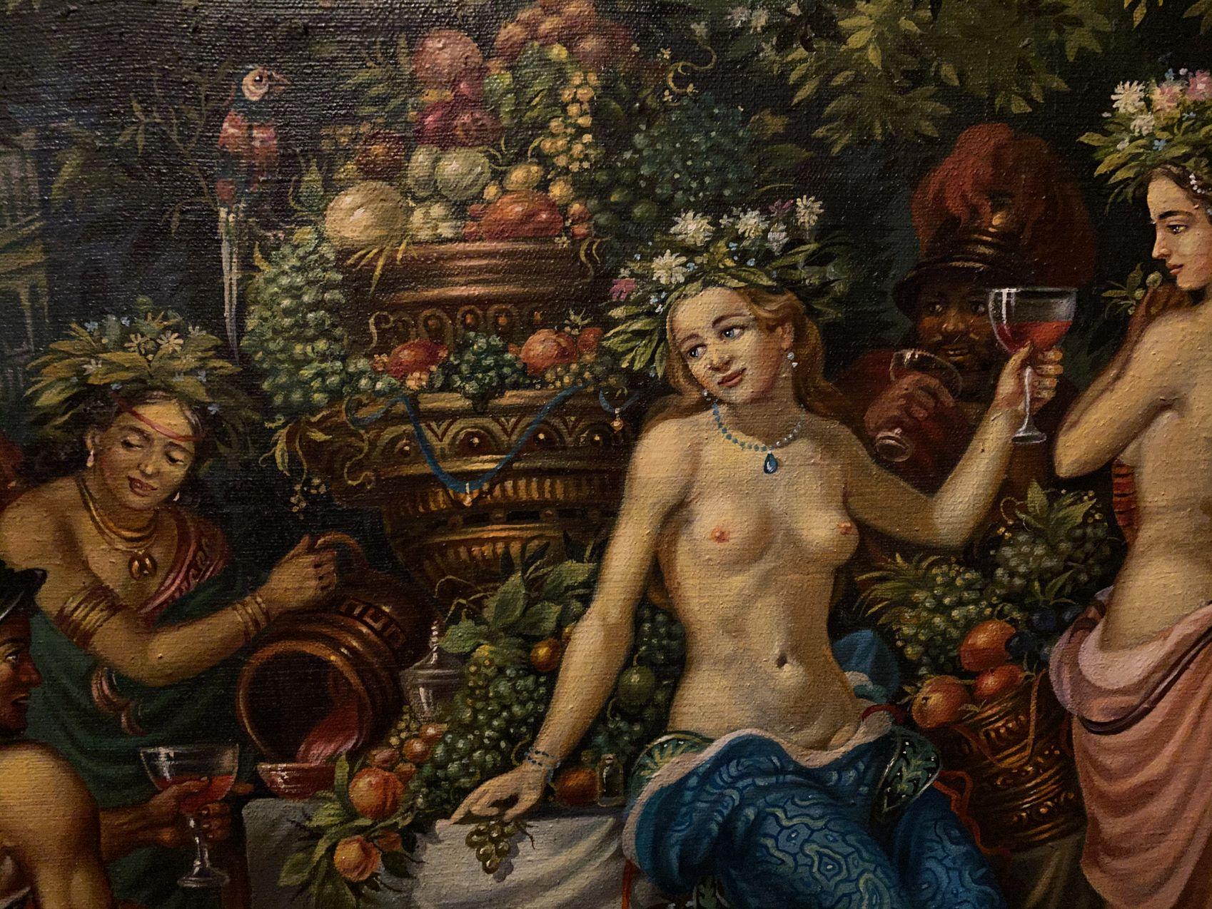 Bacchanalia, Arte figurativa classica, Pittura ad olio originale, pronta per essere appesa 2