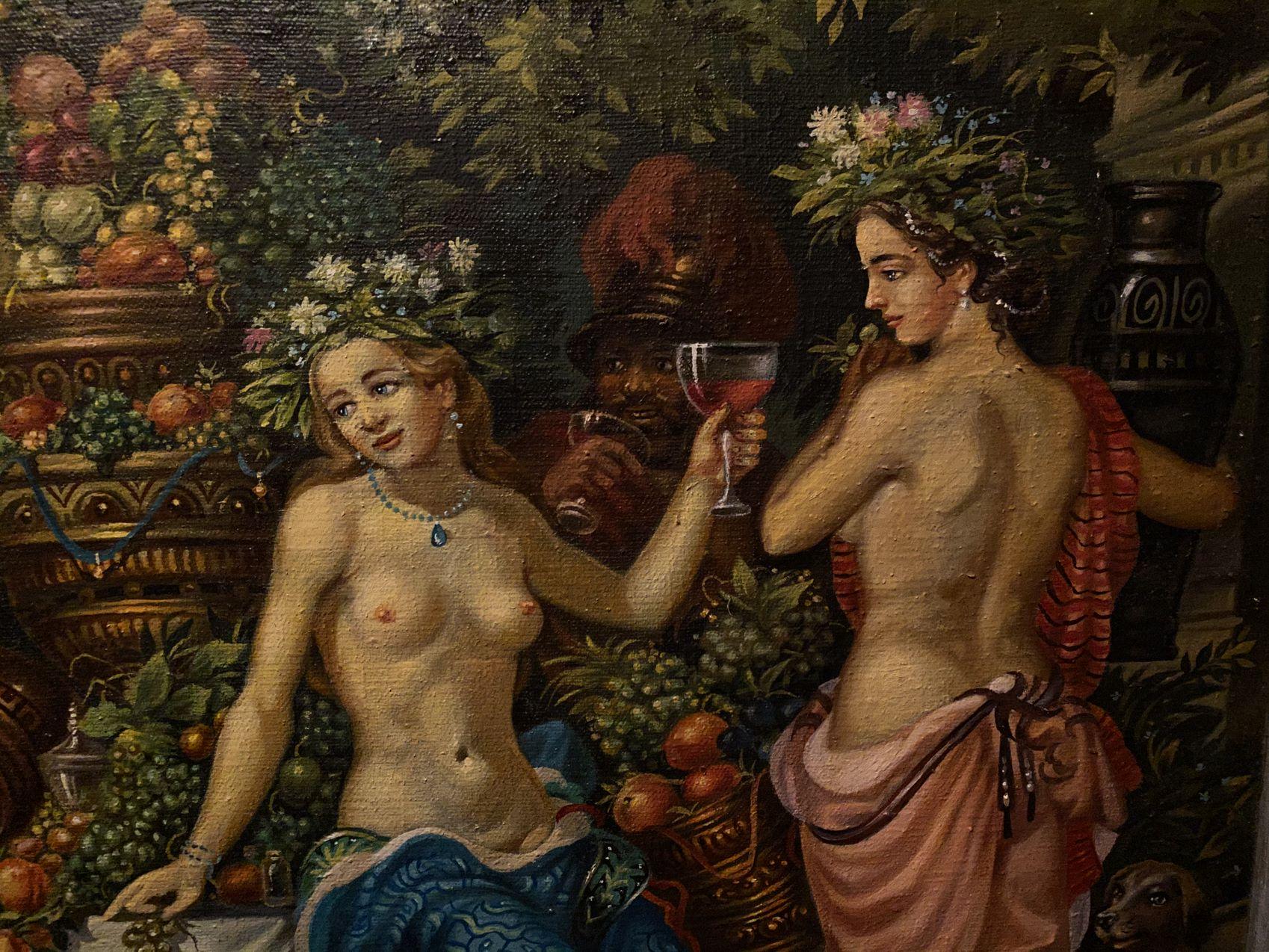 Bacchanalia, Arte figurativa classica, Pittura ad olio originale, pronta per essere appesa 3