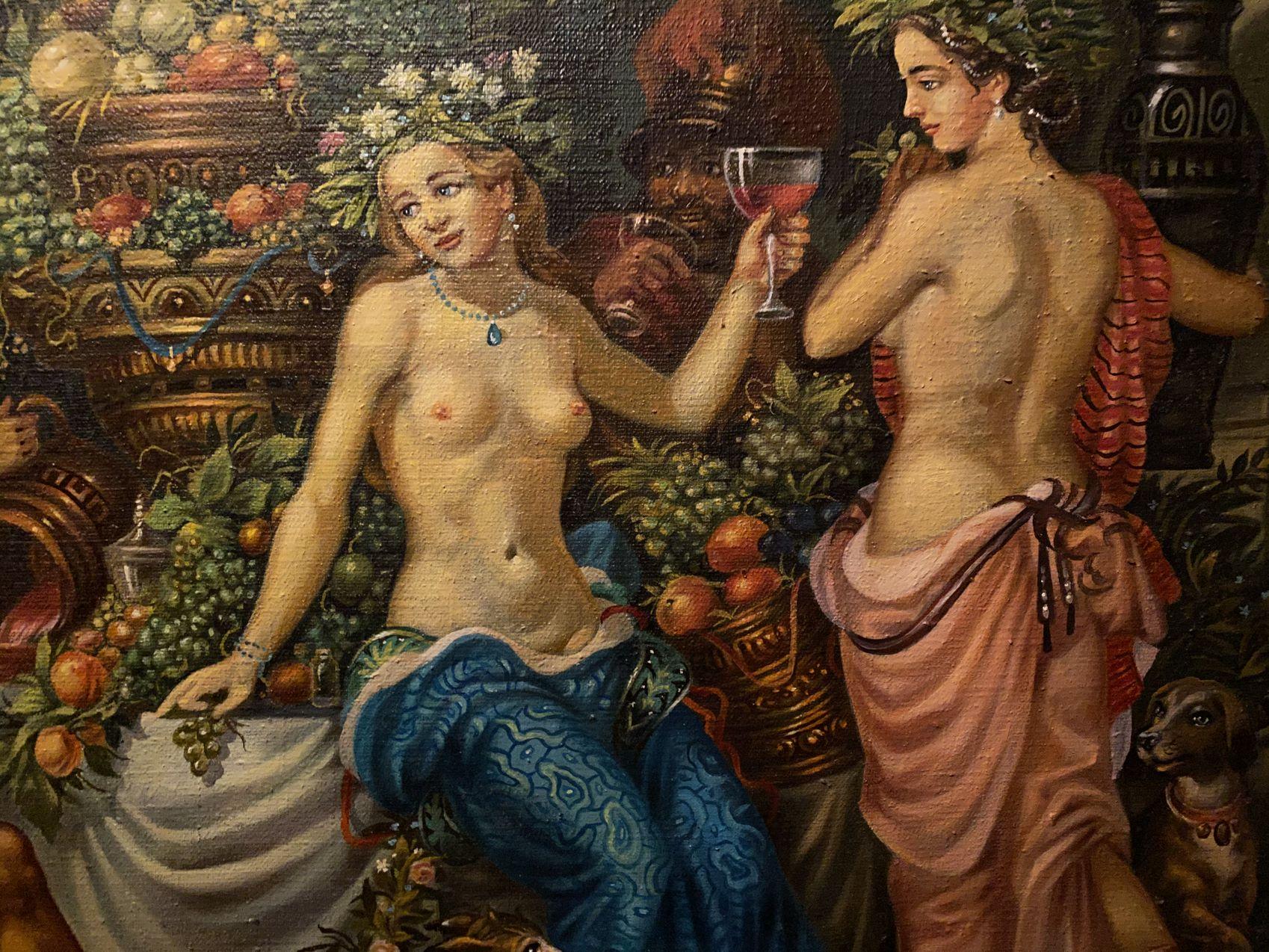 Bacchanalia, Arte figurativa classica, Pittura ad olio originale, pronta per essere appesa 4