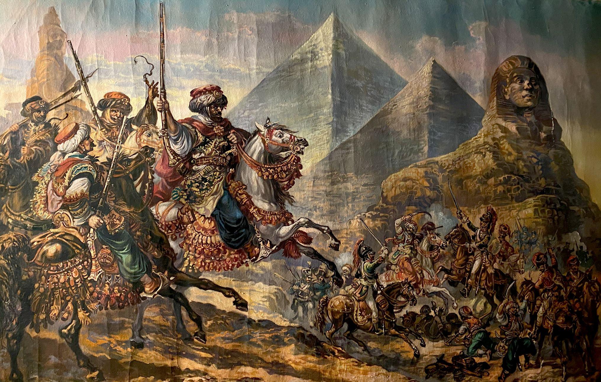 Alexander Litvinov Figurative Painting - Battle of the Pyramids, Classic Art, Original oil Painting, Ready to Hang