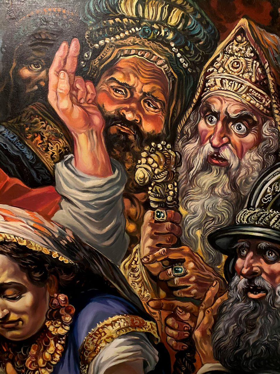 Christ and the Sinner, Porträts, Original-Ölgemälde, hängefertig im Angebot 2