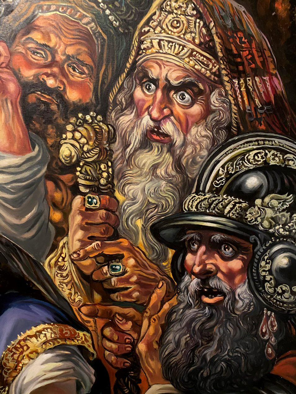 Christ and the Sinner, Porträts, Original-Ölgemälde, hängefertig im Angebot 3