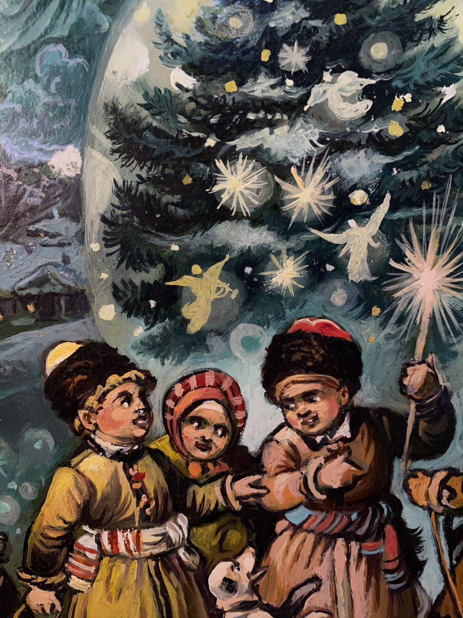 Artist: Alexander Litvinov
Work: Original oil painting, handmade artwork, one of a kind 
Medium: Oil on Cardboard
Style: Classic Figurative
Year: 2006
Title: Christmas
Size: 10