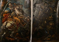 Kosak und Pole in der Schlacht, Classic Art, Original Ölgemälde, Aufhängefertig