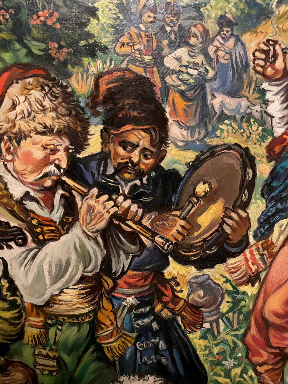 Divertimento cosacco, Figurativo, Arte classica, Pittura ad olio originale, Pronto da appendere - Painting Impressionismo di Alexander Litvinov