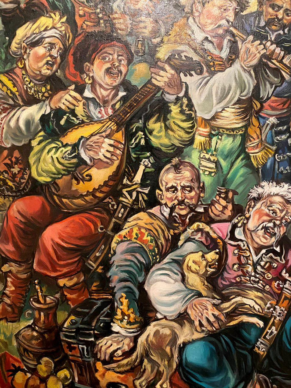 Cossack Fun, Figurative, Classic Art, Original oil Painting, Ready to Hang For Sale 3