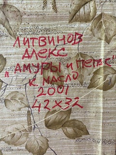 Cupids and Pegasus, Classic Art, Original oil Painting, Ready to Hang