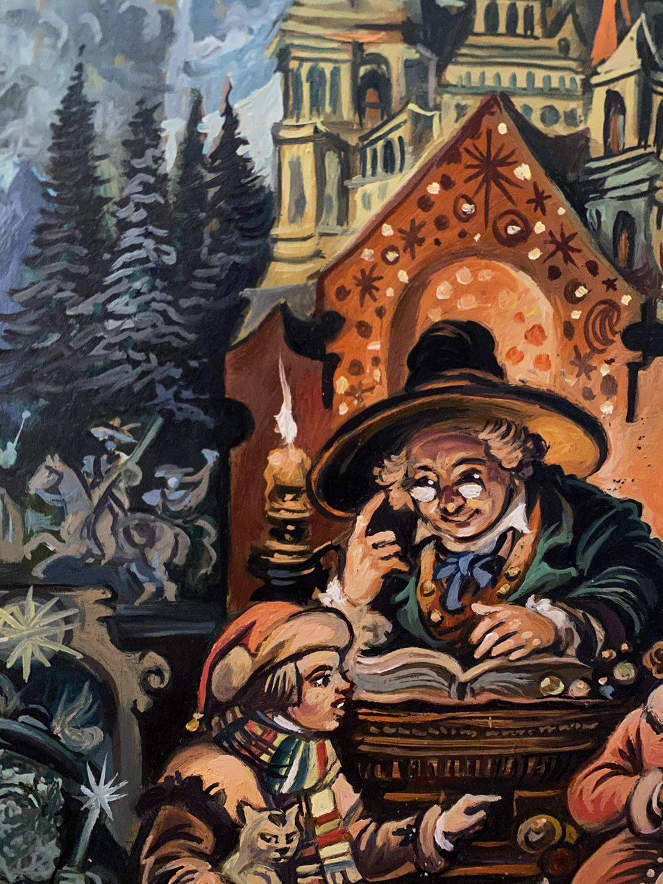 Artist: Alexander Litvinov
Work: Original oil painting, handmade artwork, one of a kind 
Medium: Oil on Cardboard
Style: Classic Figurative
Year: 2004
Title: Christmas
Size: 11