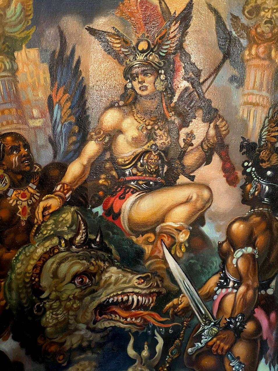 Fantasía, Arte clásico, Figurativo, Pintura al óleo original, Listo para colgar - Figurative Painting Negro de Alexander Litvinov