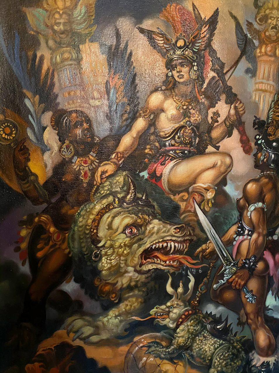 Fantasía, Arte clásico, Figurativo, Pintura al óleo original, Listo para colgar en venta 1