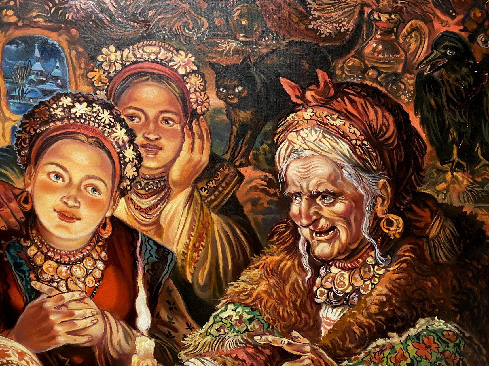 Fortune Telling, Portraits, Original oil Painting, Ready to Hang For Sale 7