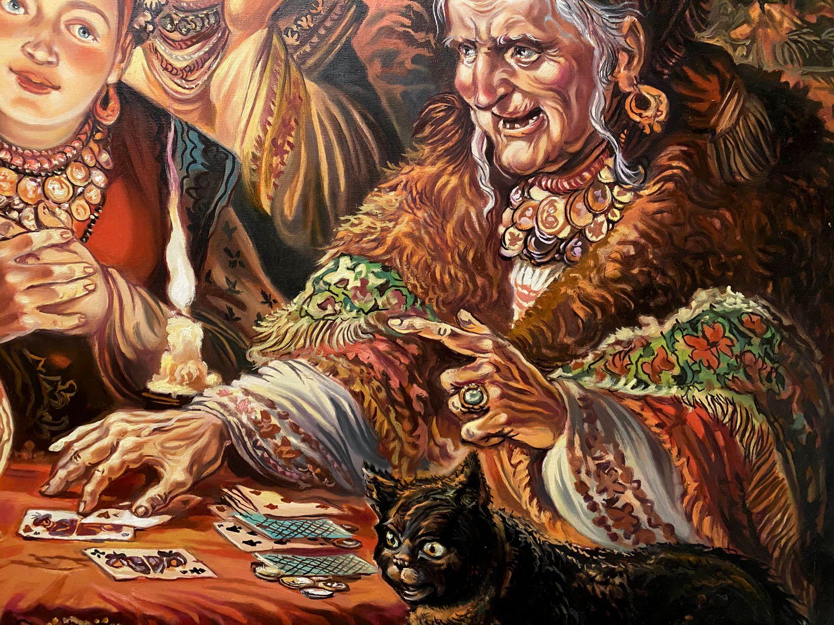 Fortune Telling, Portraits, Original oil Painting, Ready to Hang For Sale 8