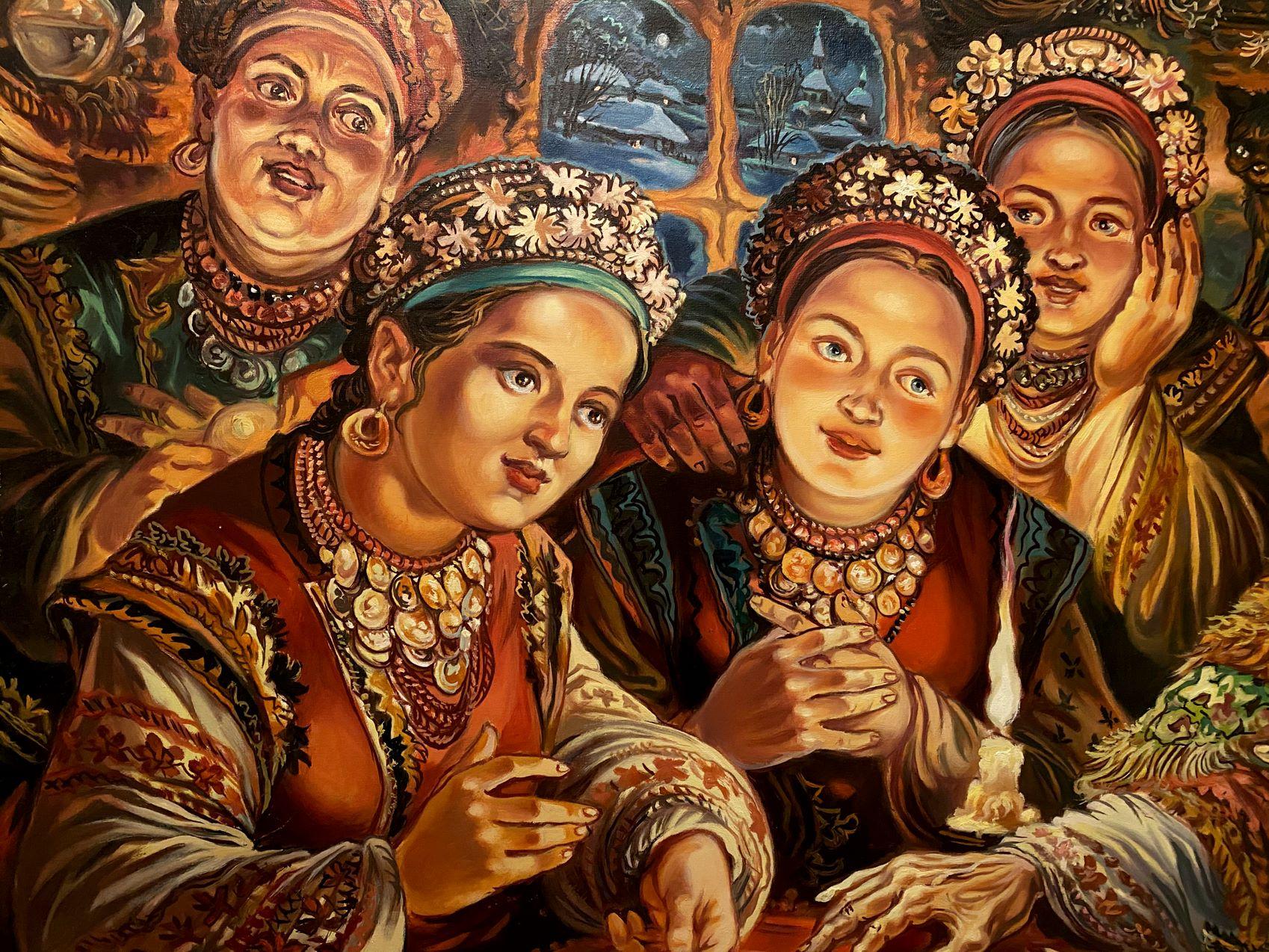 Fortune Telling, Portraits, Original oil Painting, Ready to Hang For Sale 2