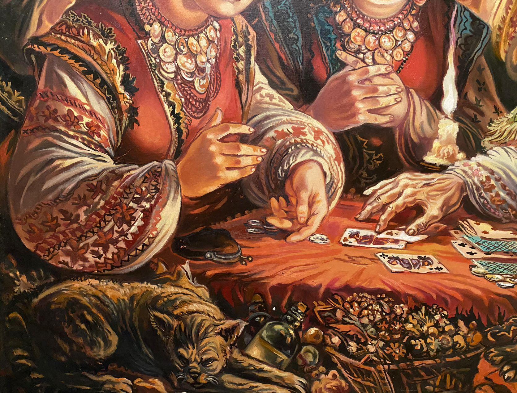 Fortune Telling, Portraits, Original oil Painting, Ready to Hang For Sale 3