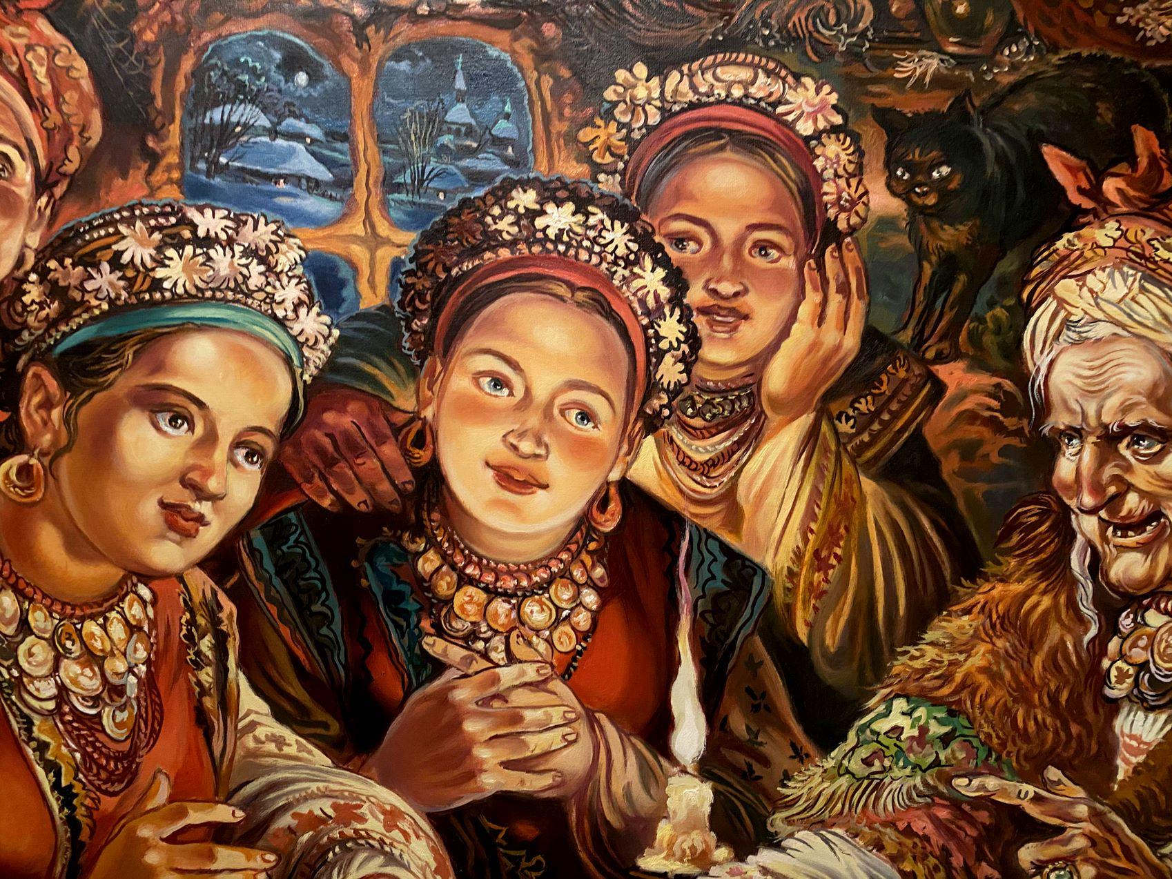 Fortune Telling, Portraits, Original oil Painting, Ready to Hang For Sale 6