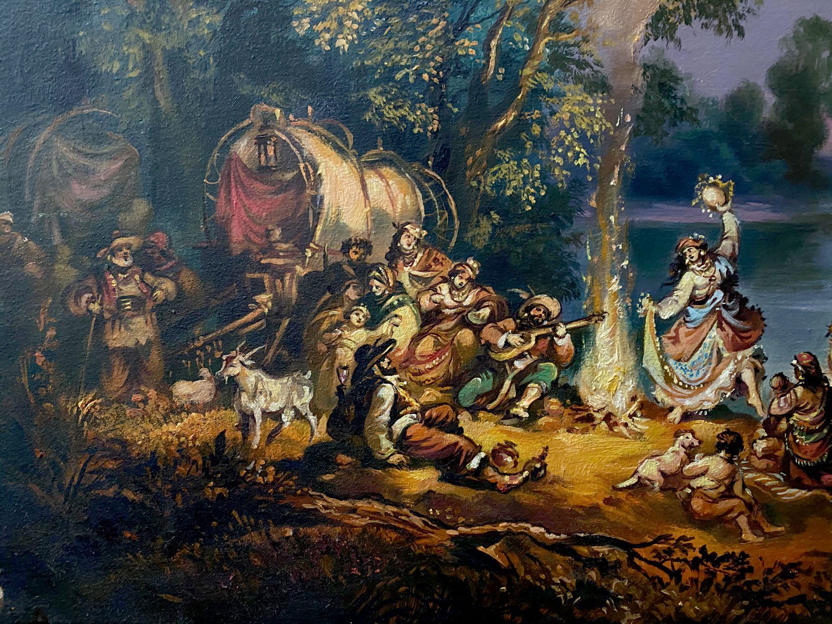 Artista: Alexander Litvinov
Lavoro: Pittura a olio originale, opera d'arte fatta a mano, unica nel suo genere 
Mezzo: Olio su tela
Stile: Classico figurativo
Anno: 2005
Titolo: Campo nomadi
Dimensioni: 18
