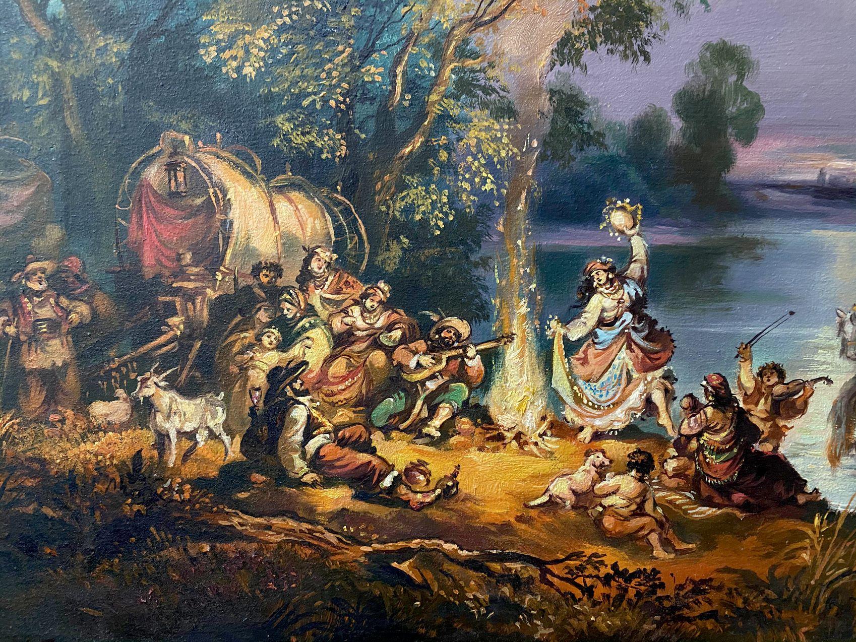 Campo nomadi, Pittura a olio originale, pronta da appendere 1