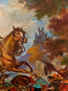 Hunting, horses, Original oil Painting, Ready to Hang