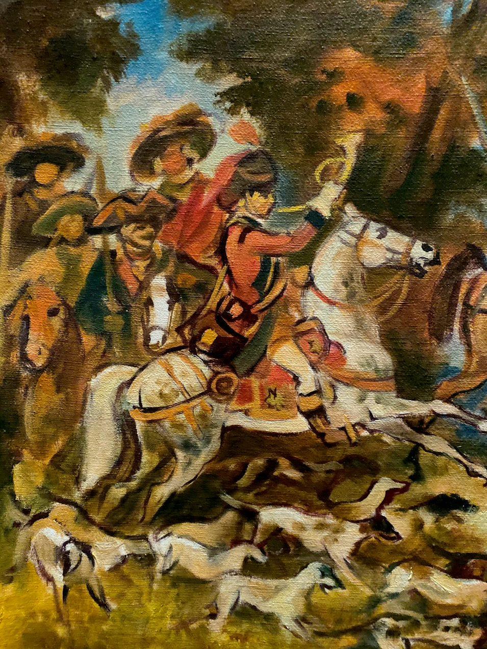 Hunting, horses, Original oil Painting, Ready to Hang For Sale 2