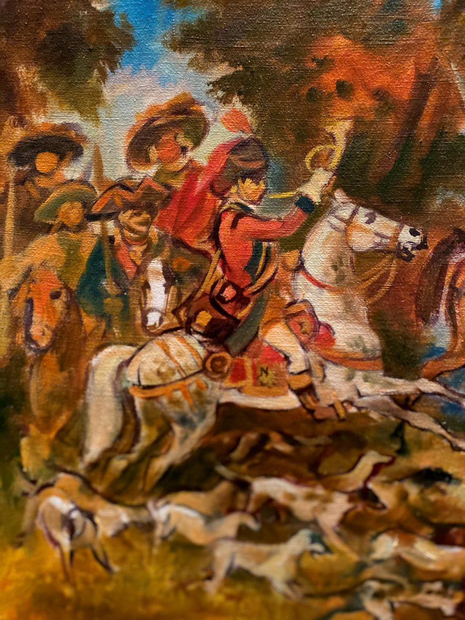 Hunting, horses, Original oil Painting, Ready to Hang For Sale 3
