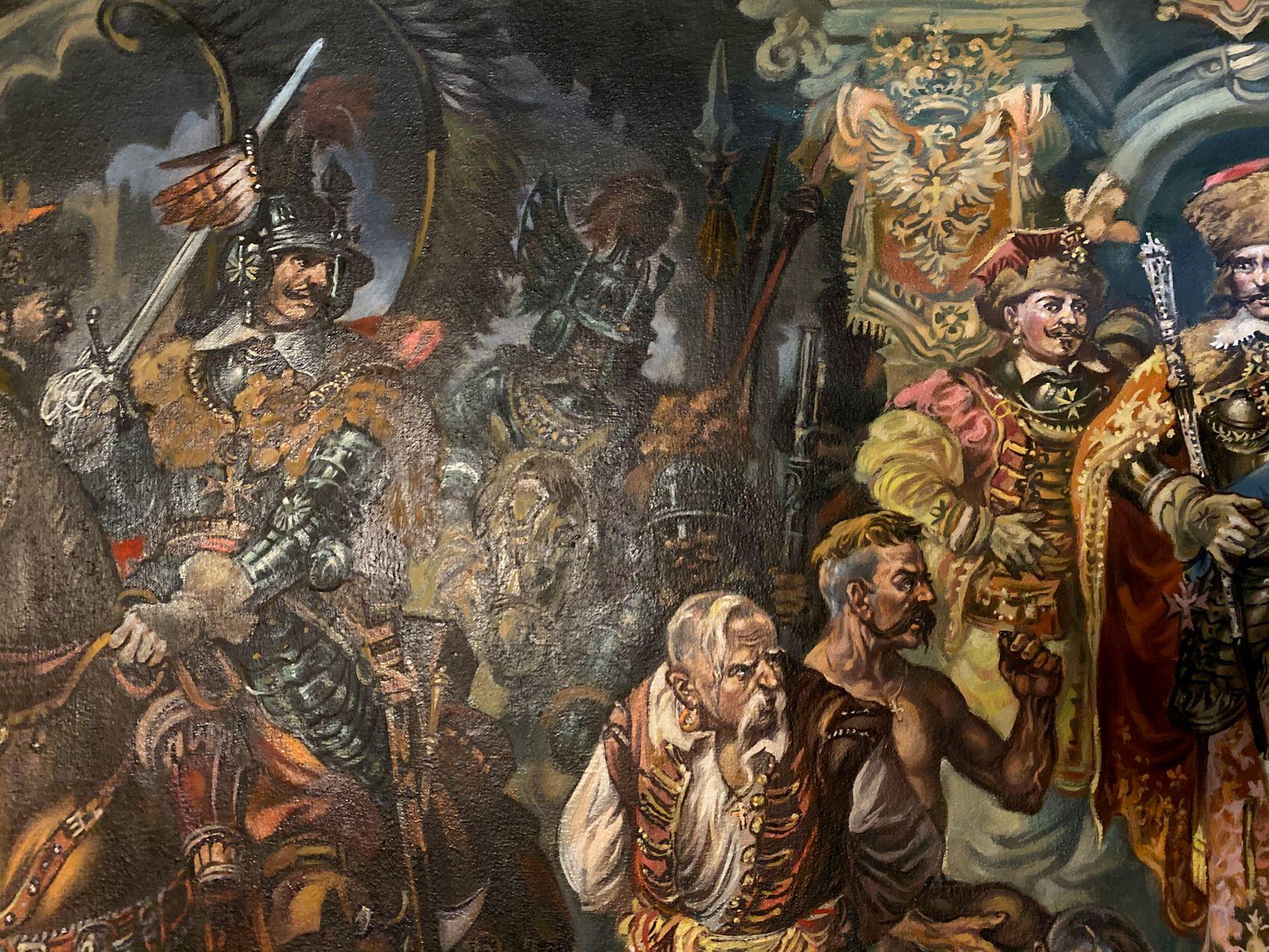 I. Vishnevetsky and the Cossacks Figurative Original oil Painting, Ready to Hang For Sale 3