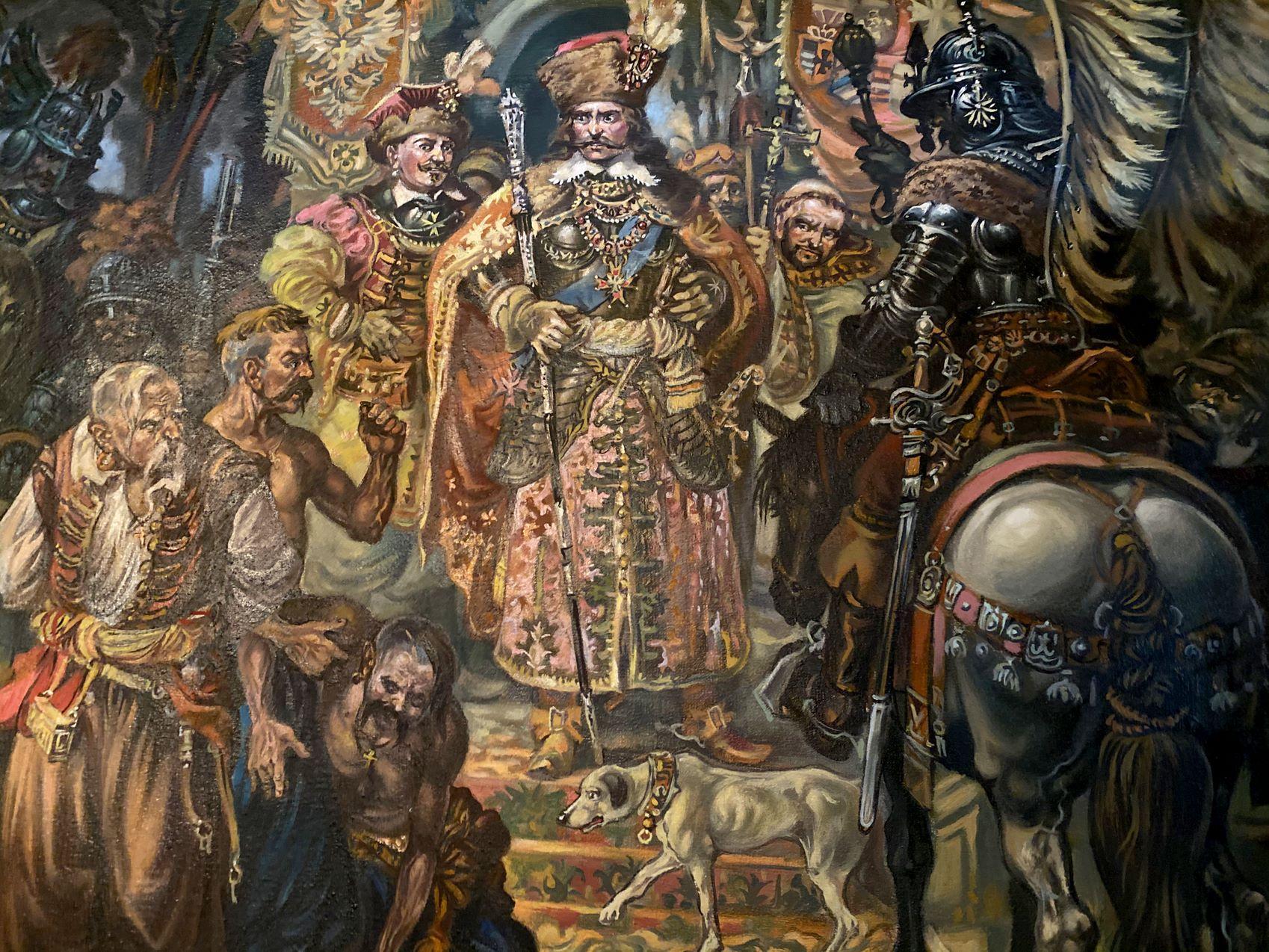I. Vishnevetsky and the Cossacks Figurative Original oil Painting, Ready to Hang For Sale 4