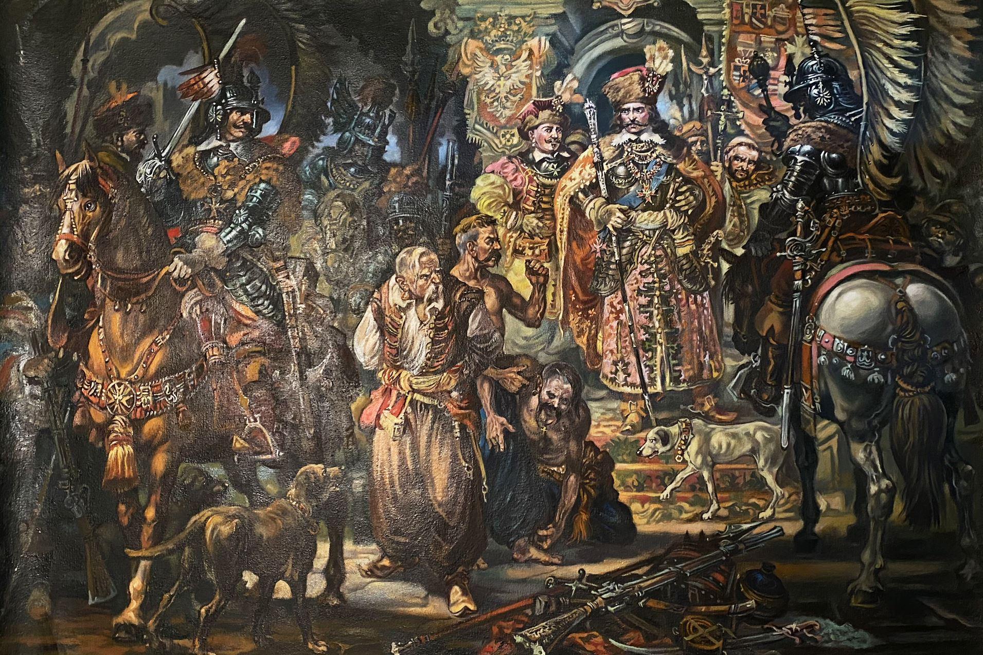 Figuratives Original-Ölgemälde „ Vishnevetsky and the Cossacks“, I. Vishnevetsky and the Cossacks, hängefertig