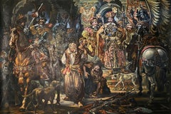I. Vishnevetsky and the Cossacks Figurative Original oil Painting, Ready to Hang