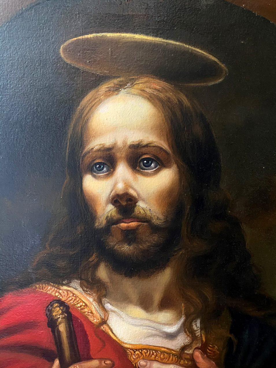 Jesus Christ, Portrait, Original oil Painting, Ready to Hang For Sale 2