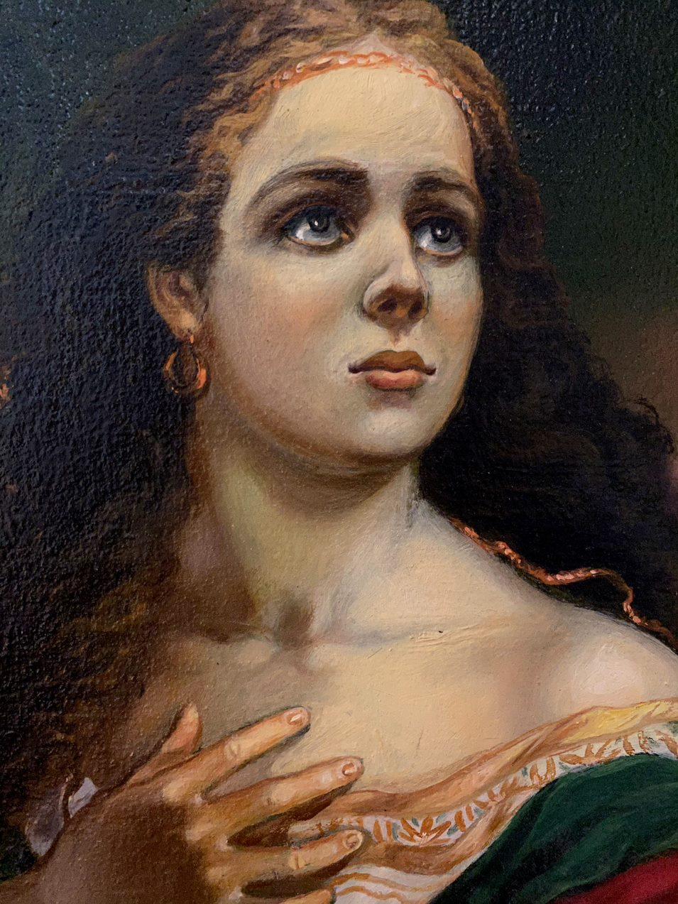 Maria Magdalena, Portrait, Original oil Painting, Ready to Hang For Sale 1