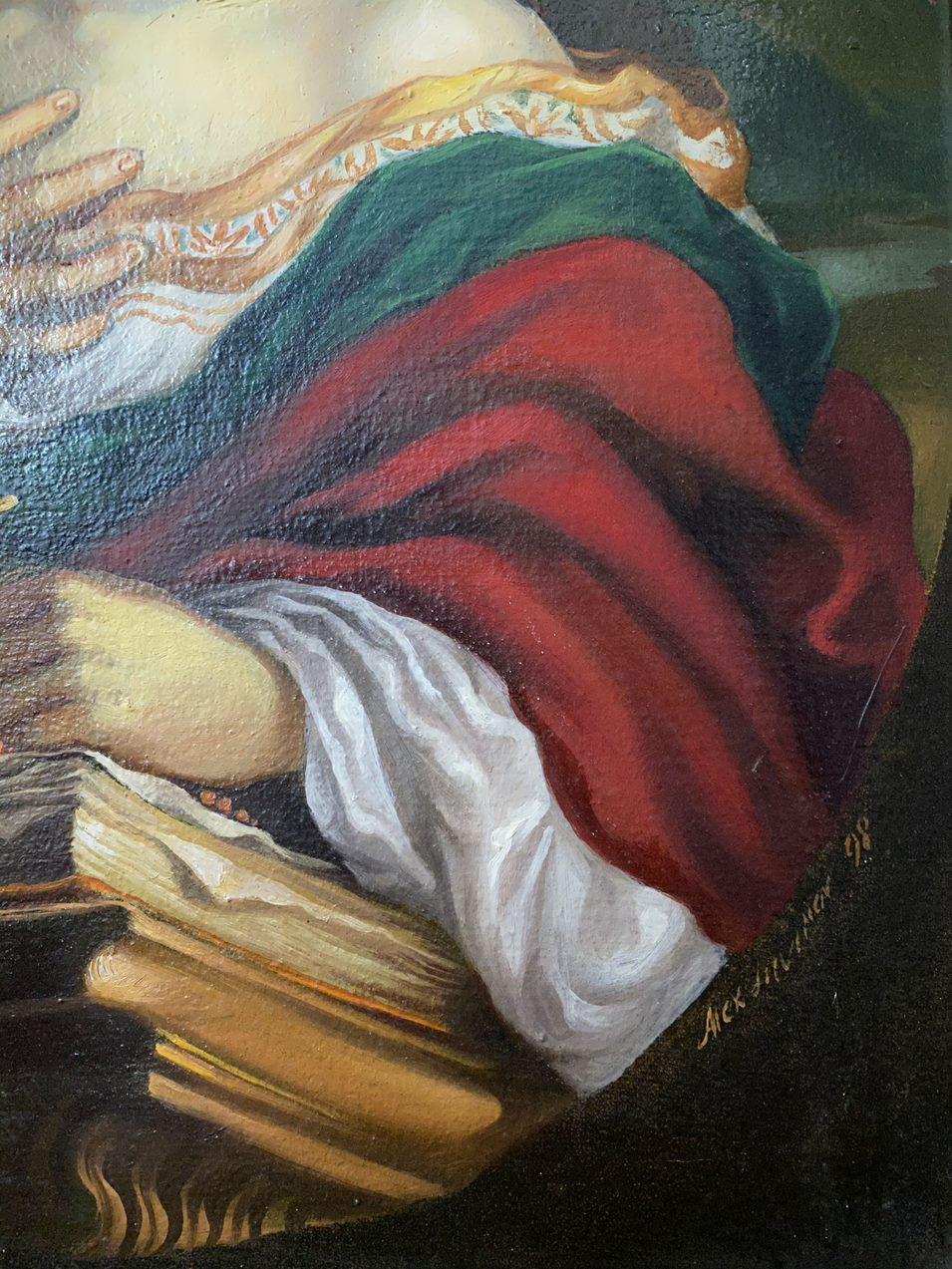 Maria Magdalena, Porträt, Original-Ölgemälde, hängefertig im Angebot 4