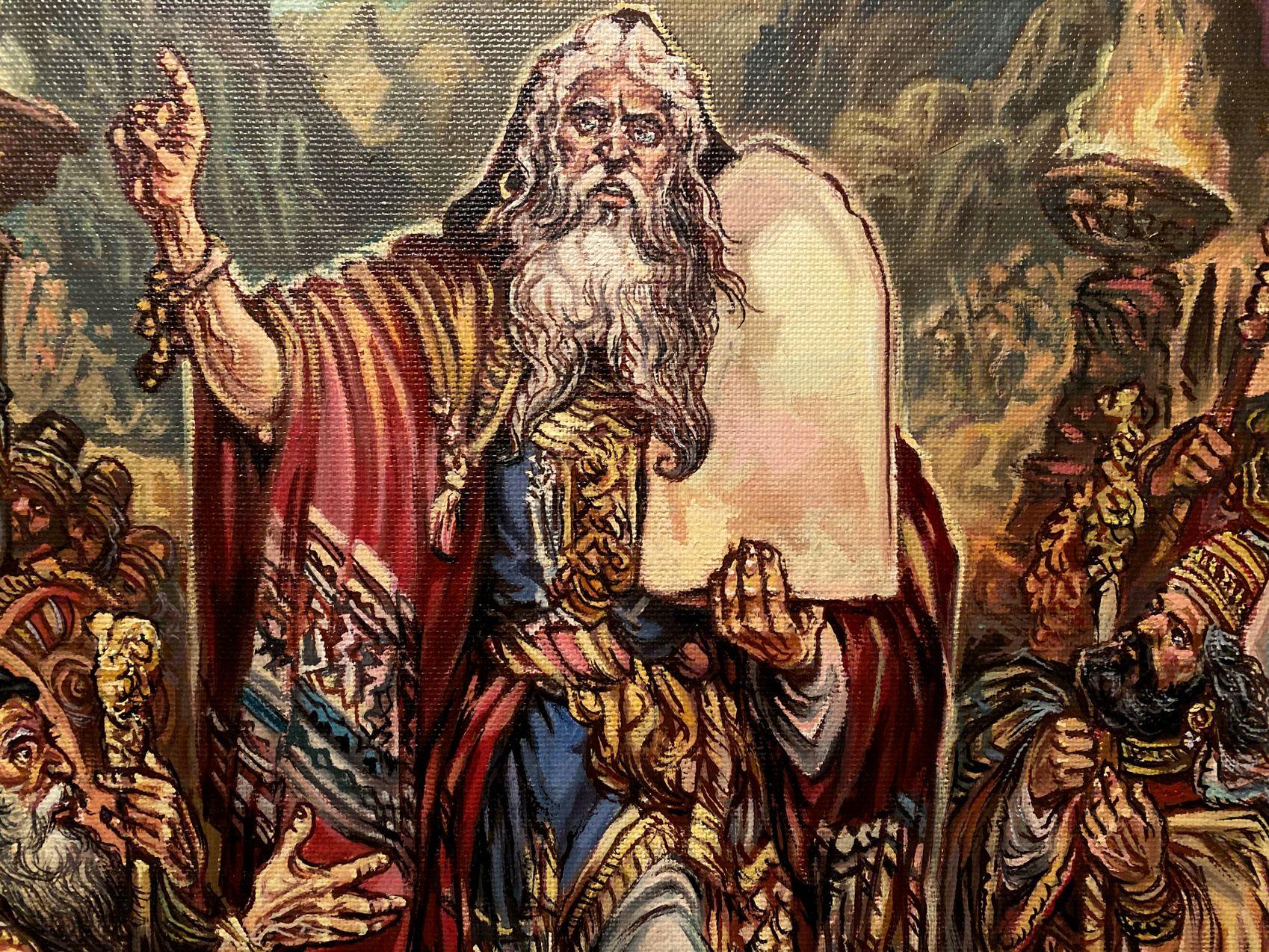 Moses, Historic, Figurative art, Original oil Painting, Ready to Hang For Sale 4
