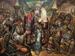 Moses, Historische, figurative Kunst, Original-Ölgemälde in Öl, hängefertig