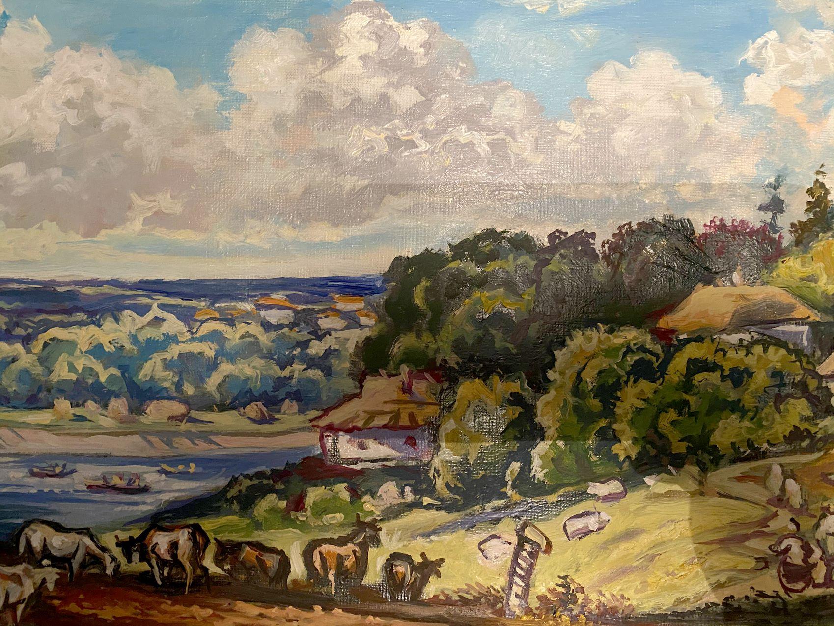 Luoghi nativi, Paesaggio, Pittura a olio originale, pronta per essere appesa in vendita 1
