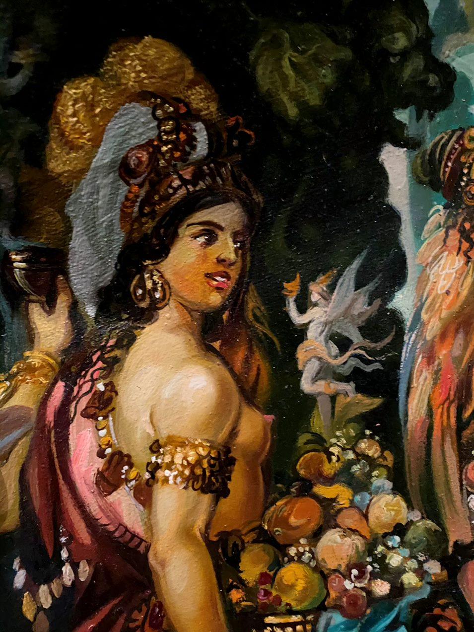 Odalisca, Impressionismo, Pittura ad olio originale, pronta da appendere - Figurative Painting Nero di Alexander Litvinov