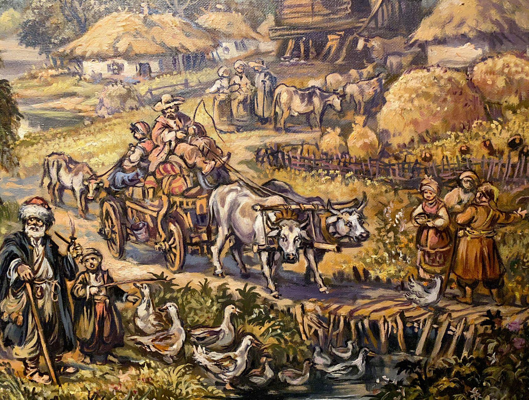 On the outskirts of the village, Original oil Painting, Ready to Hang For Sale 7
