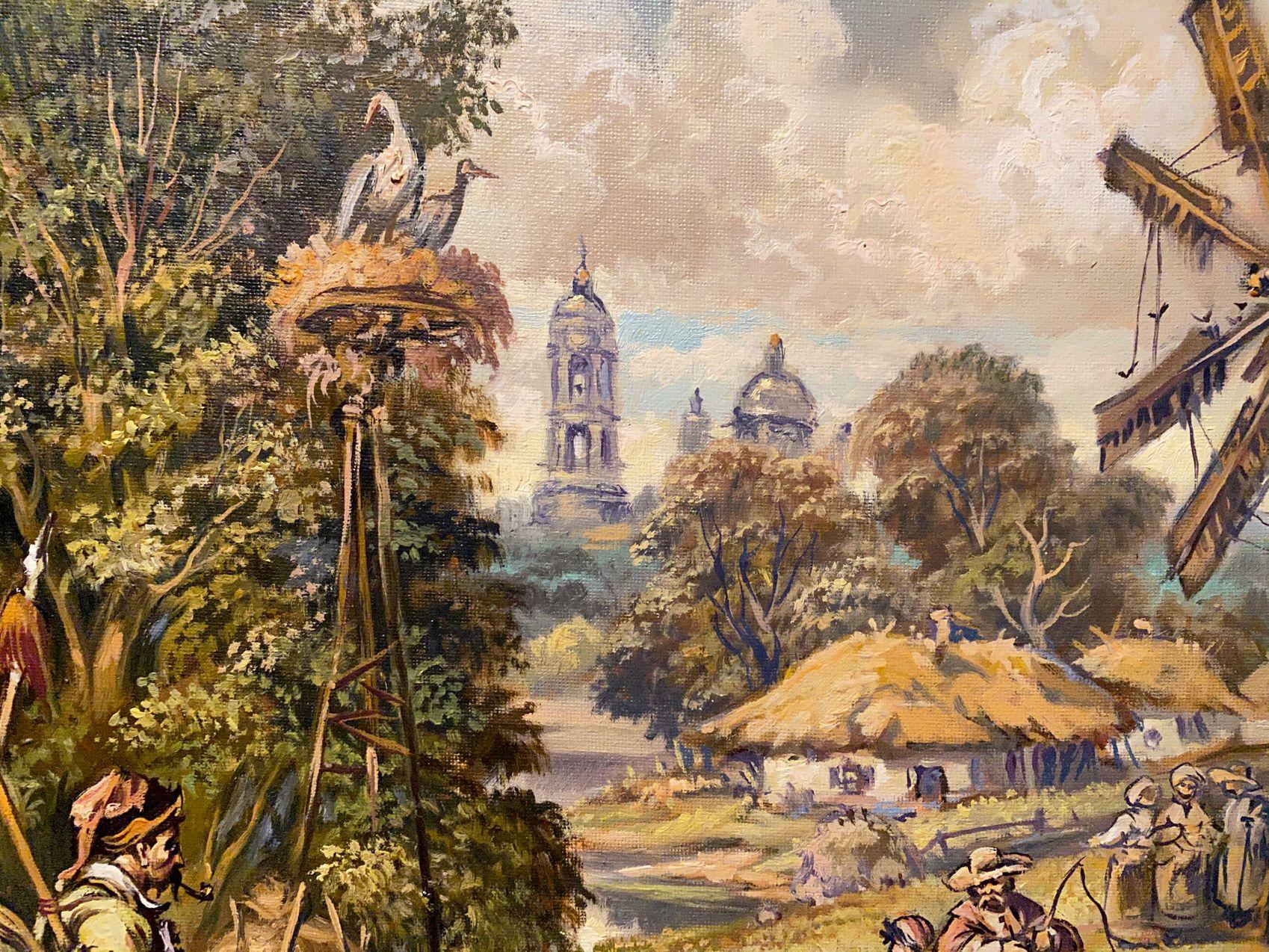 Artist: Alexander Litvinov
Work: Original oil painting, handmade artwork, one of a kind 
Medium: Oil on Canvas
Style: Classic Figurative
Year: 2009
Title: On the outskirts of the village
Size: 19.5