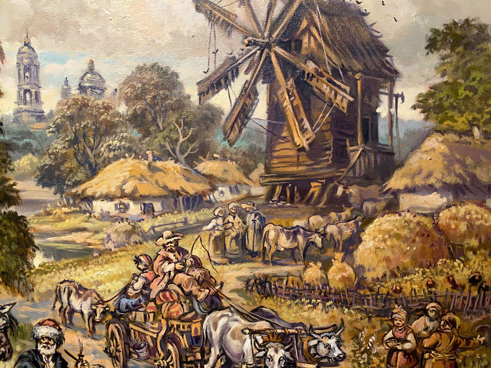 On the outskirts of the village, Original oil Painting, Ready to Hang For Sale 6
