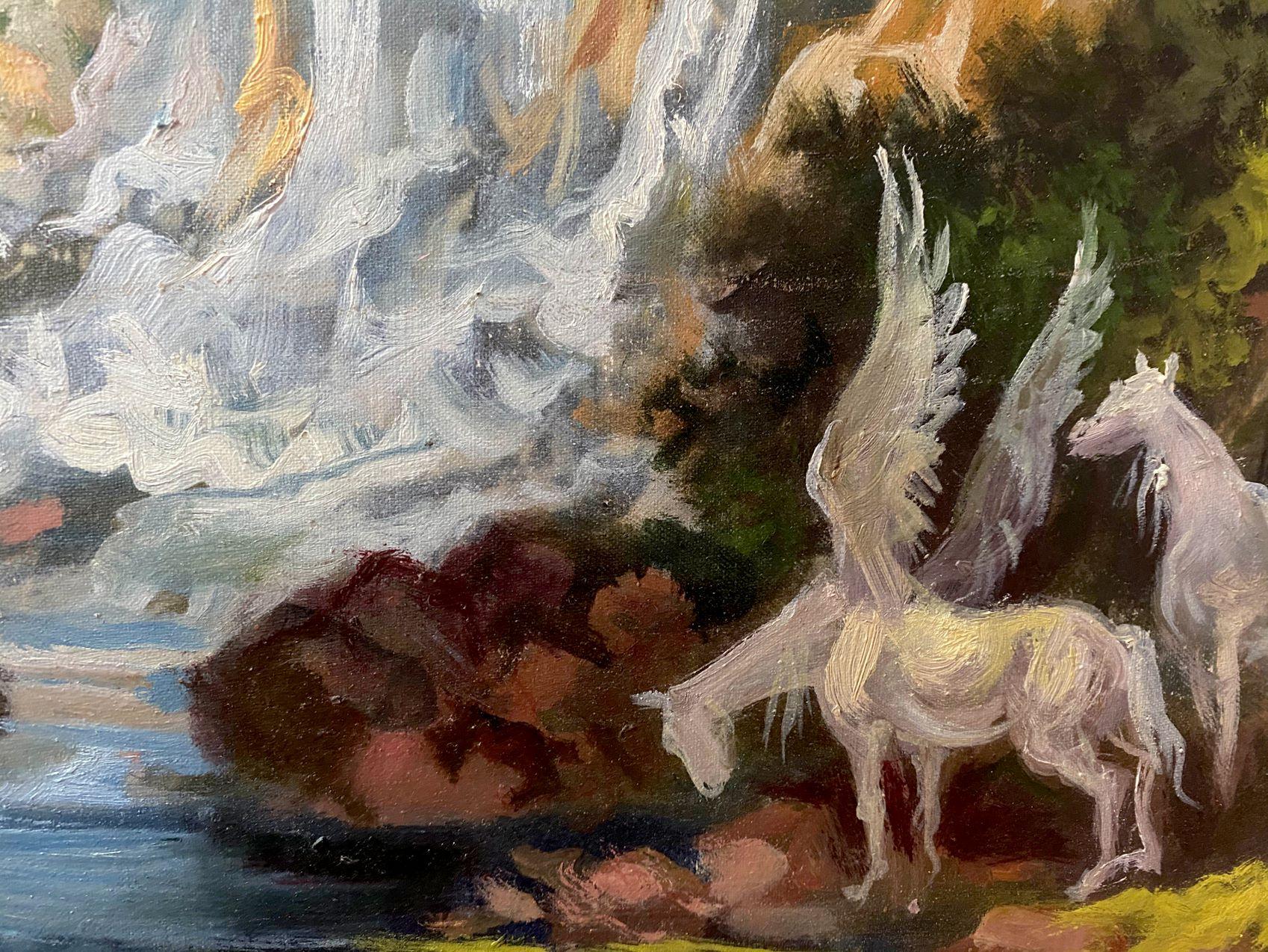 Pegasus, Original oil Painting, Ready to Hang For Sale 4