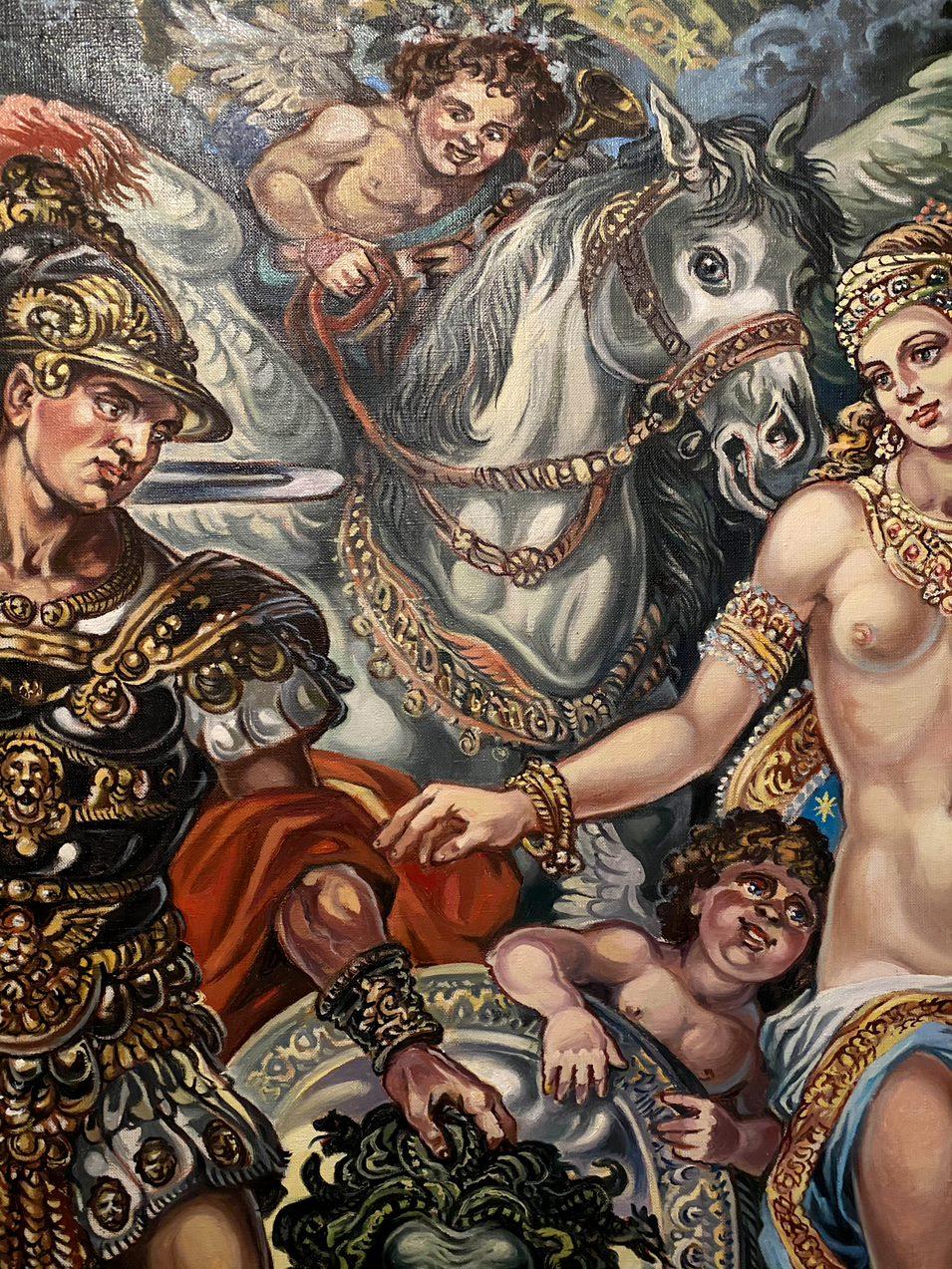 Perseus and Andromeda, Classic Art, Original oil Painting, Ready to Hang For Sale 2