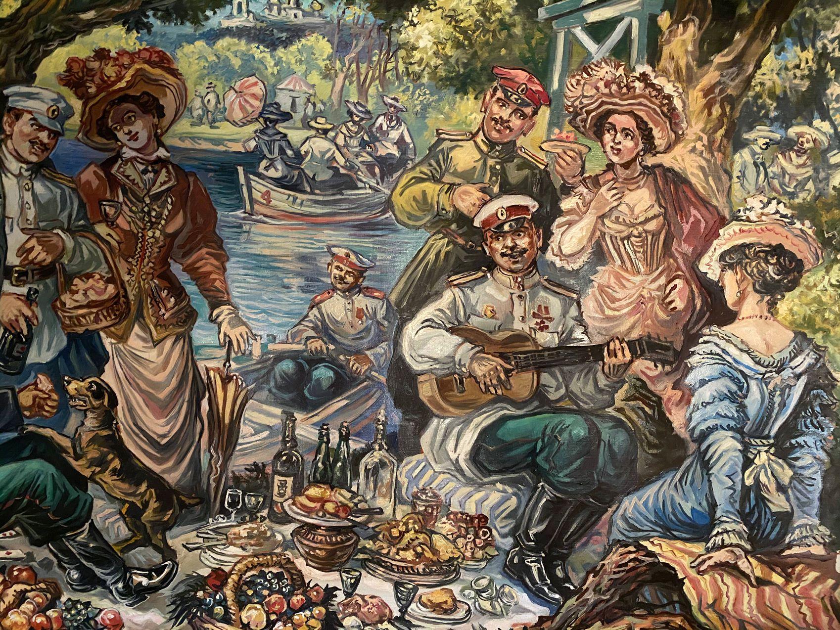 Künstler: Alexander Litwinow
Werk: Original-Ölgemälde, handgefertigtes Kunstwerk, ein Unikat 
Medium: Öl auf Leinwand
Stil: Klassisch figurativ
Jahr: 2010
Titel: Picknick
Größe: 25,5