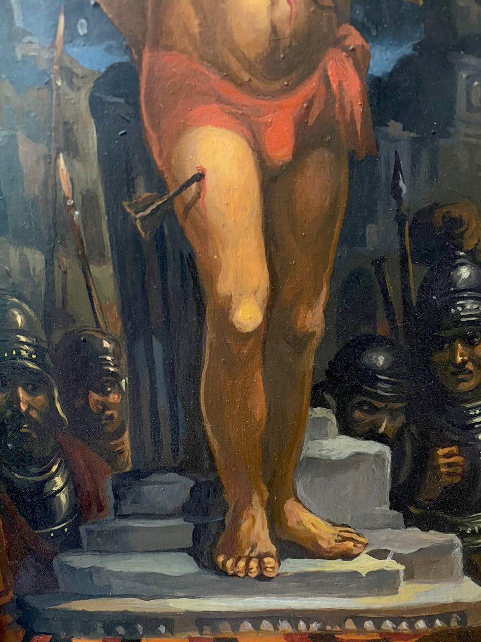San Sebastiano, Figurativo, Pittura ad olio originale, pronta da appendere in vendita 3
