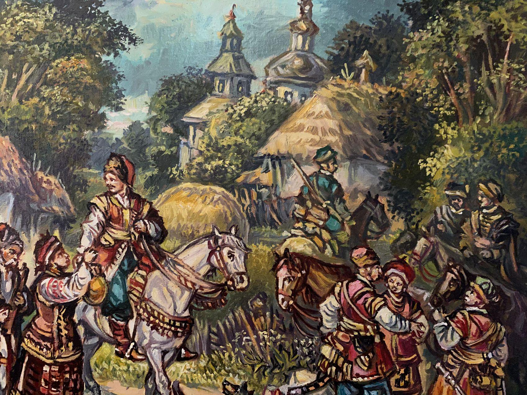 Seeing off the Cossacks, Original oil Painting, Ready to Hang For Sale 3