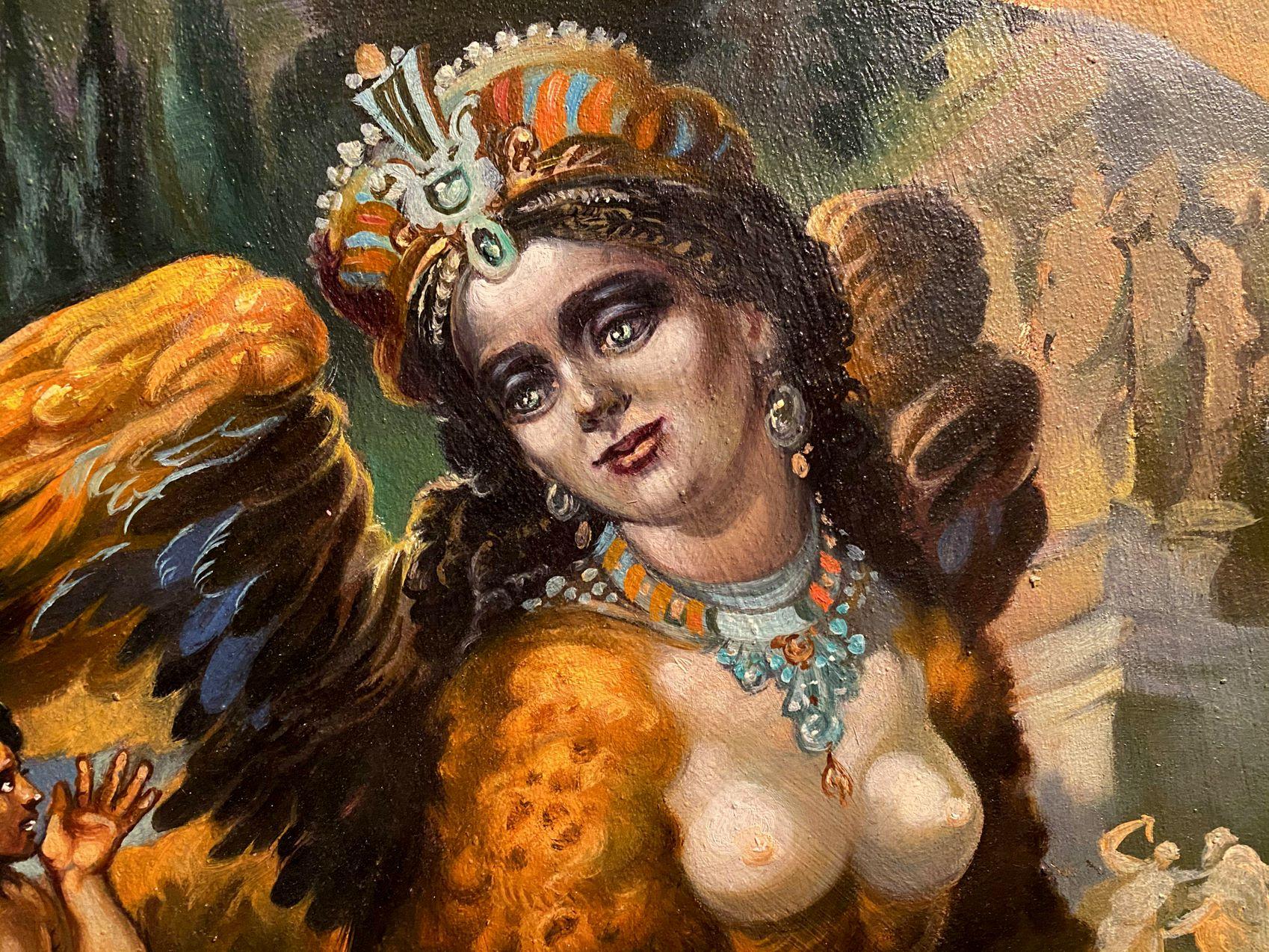 Sfinge, Pittura ad olio originale, pronta da appendere in vendita 2