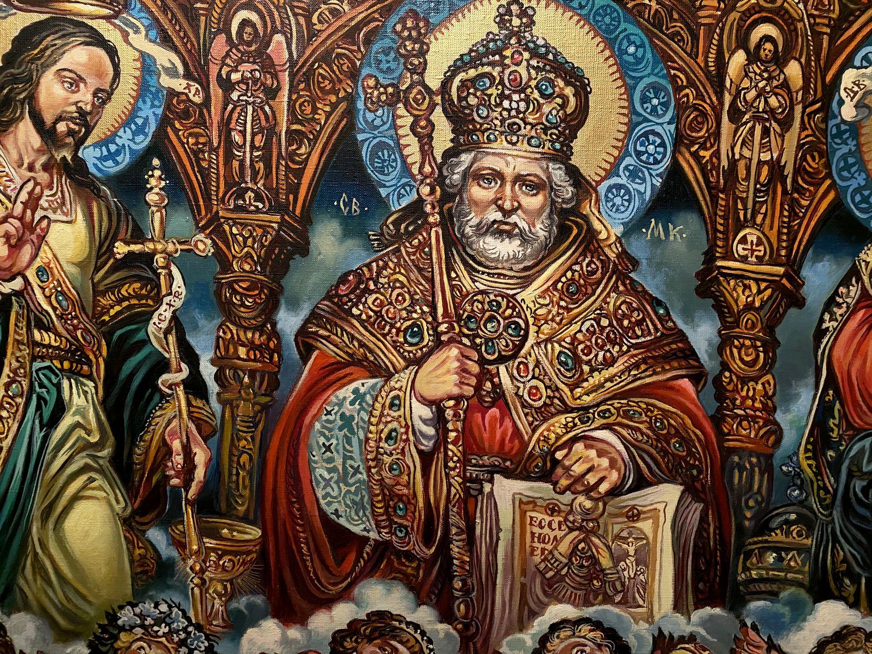 St. Nicholas, Original oil Painting, Ready to Hang For Sale 3