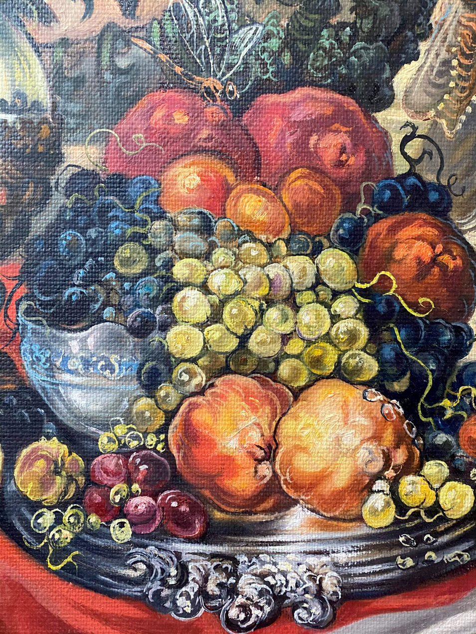 Still Life with sweets, Classic art, Original oil Painting, Ready to Hang For Sale 4