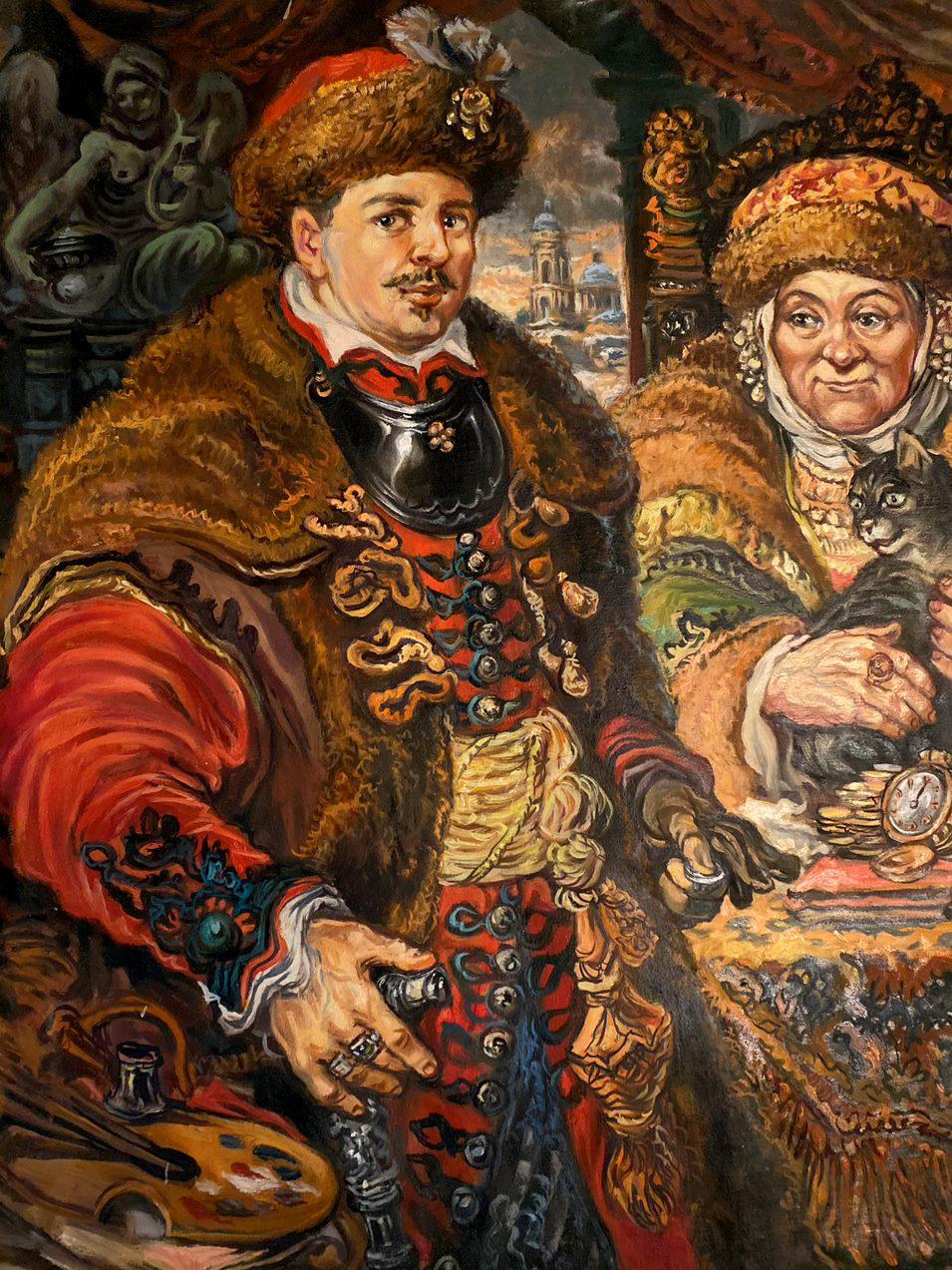 The Litvinov Family, Original Ölgemälde, hängefertig im Angebot 4